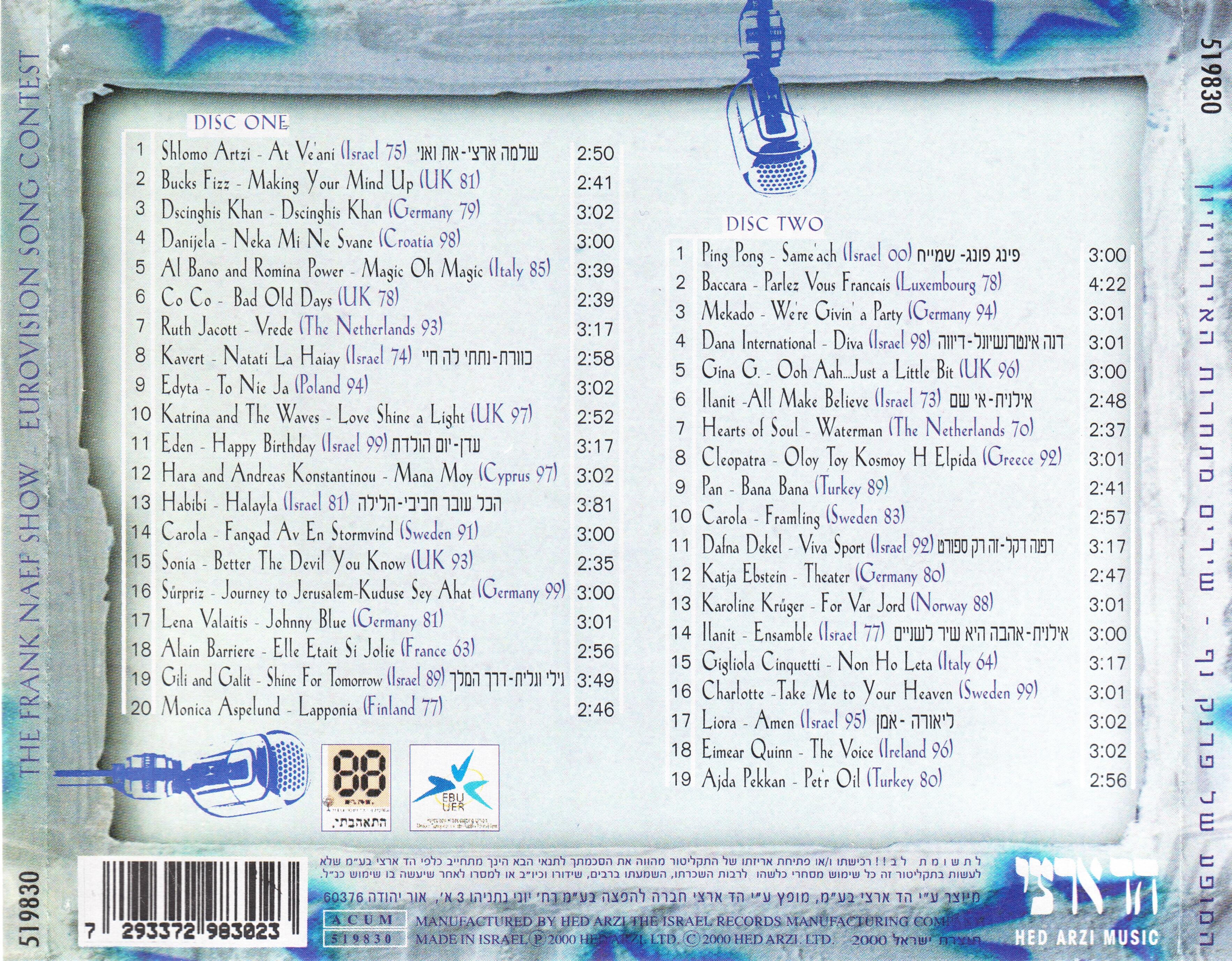 Eurovision Song Contest 2000; The Frank Naef Show Songs From E.S.C : Back